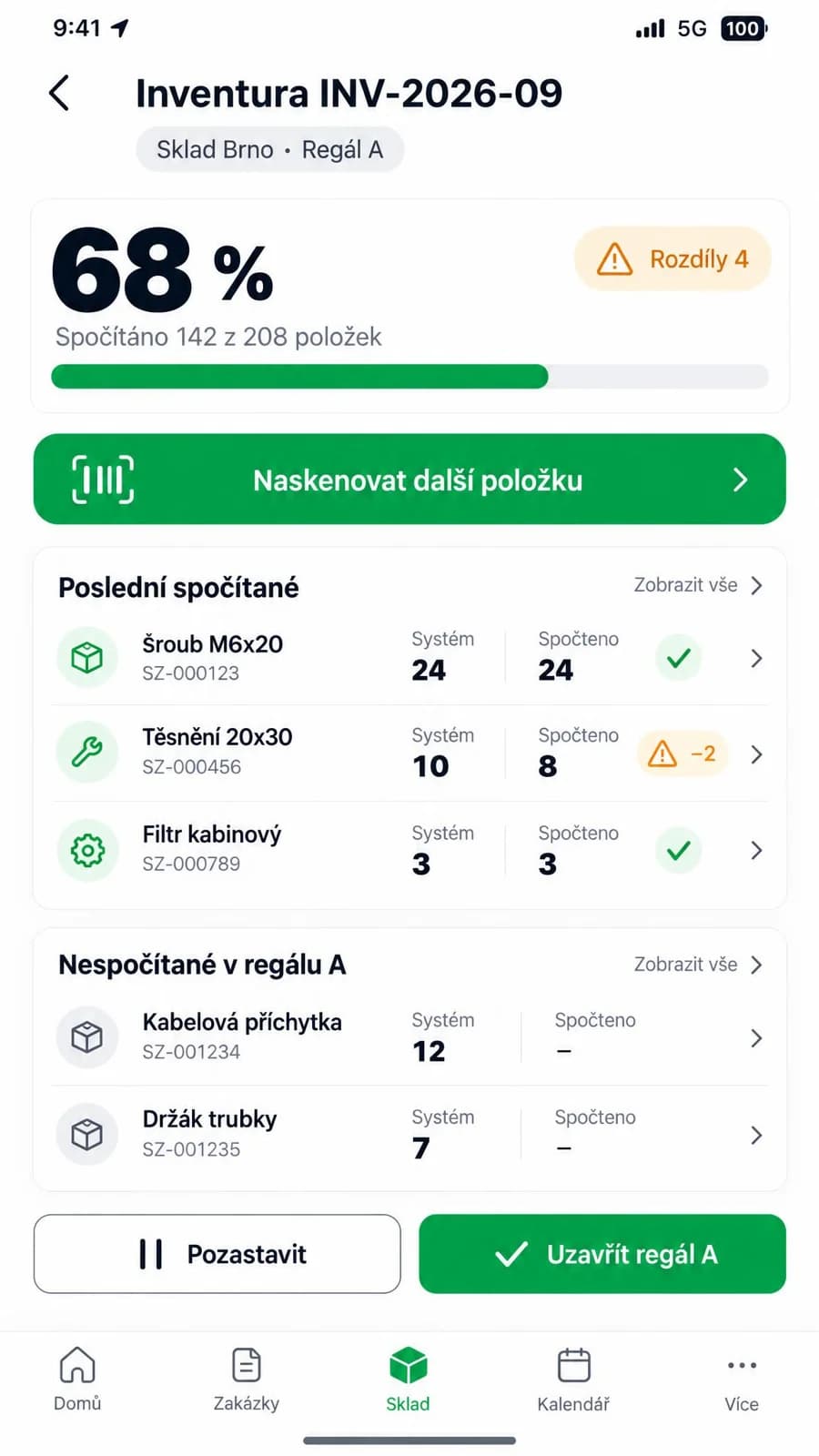 Inventura po regálech s rozdíly